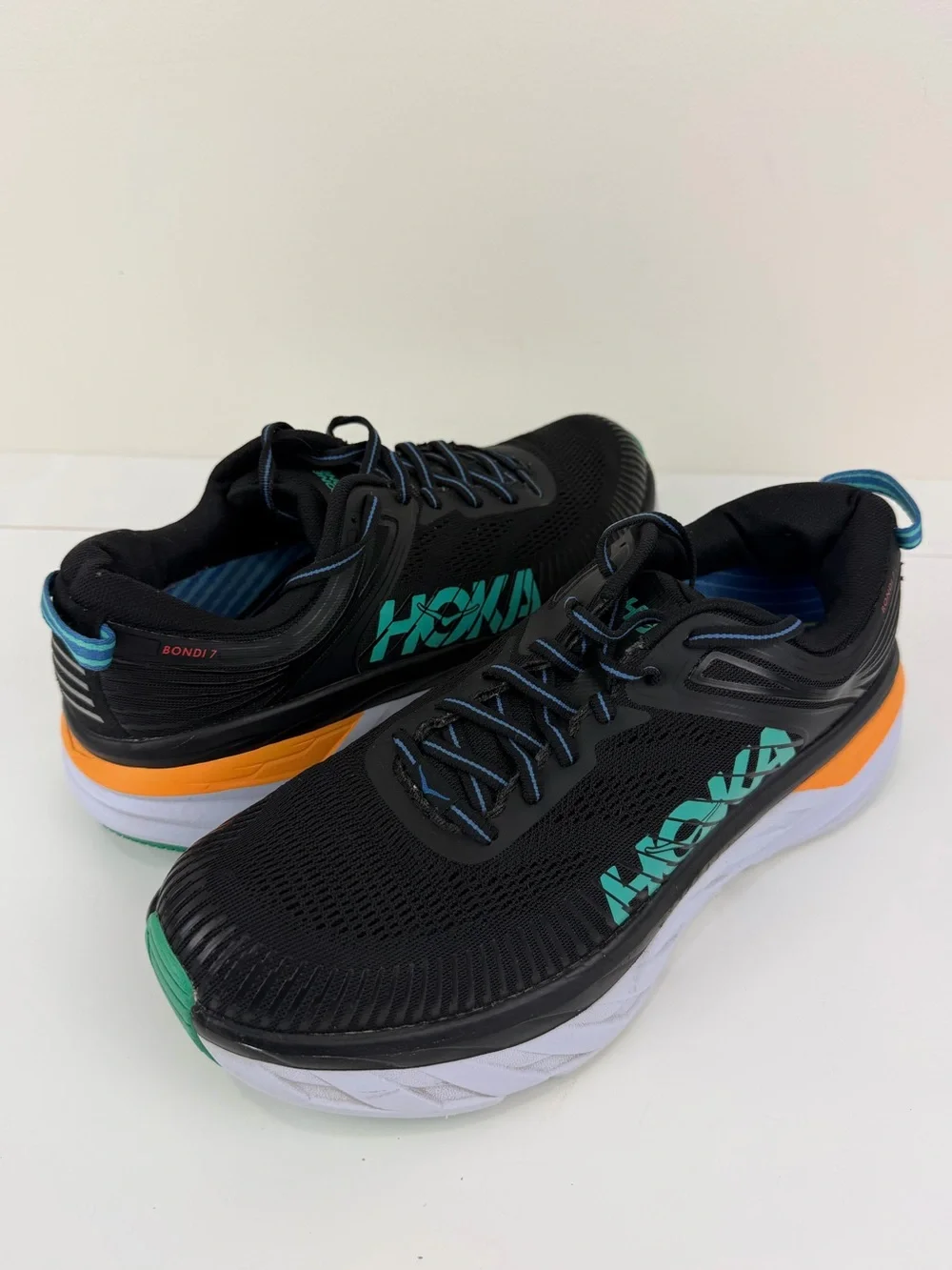 HOKA One One Bondi 7 Running Shoes Black Orange US Size 9.5